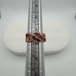 Stamped S925 Rose Gold over Sterling Silver Multicolor Rainbow Tourmaline